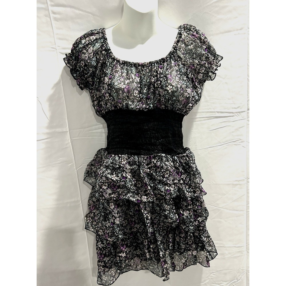 Y2K Deadstock Dress Milkmaid Micro Floral Tiered Coquette Cottagecore Size M NWT